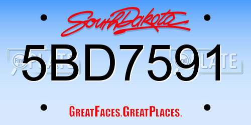 5BD7591 South Dakota License Plate