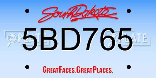 5BD765 South Dakota License Plate