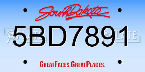 5BD7891 South Dakota License Plate