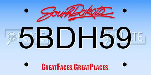 5BDH59 South Dakota License Plate