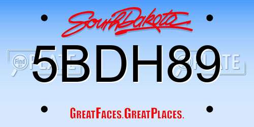 5BDH89 South Dakota License Plate