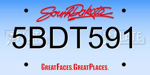 5BDT591 South Dakota License Plate
