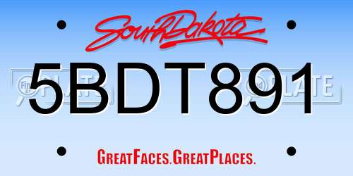 5BDT891 South Dakota License Plate