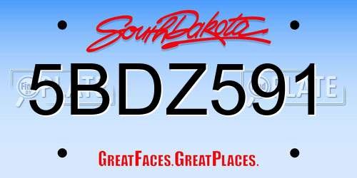 5BDZ591 South Dakota License Plate
