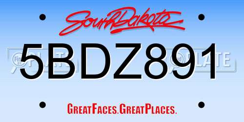 5BDZ891 South Dakota License Plate