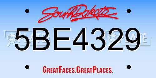 5BE4329 South Dakota License Plate