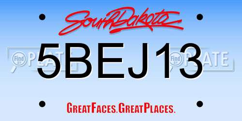 5BEJ13 South Dakota License Plate