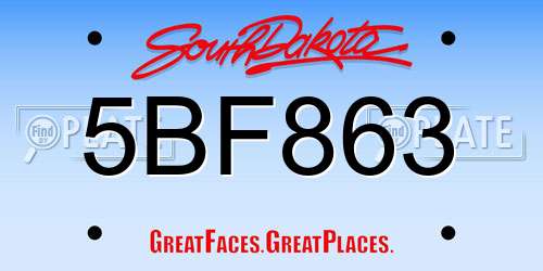 5BF863 South Dakota License Plate