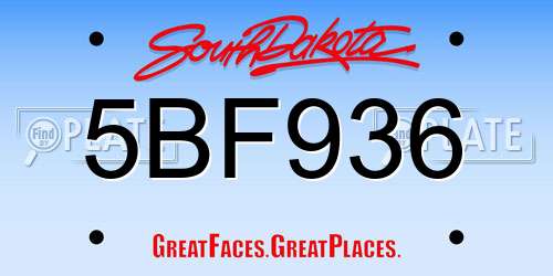 5BF936 South Dakota License Plate