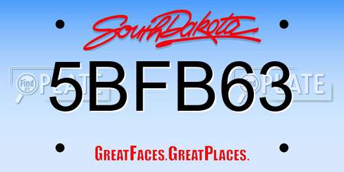 5BFB63 South Dakota License Plate