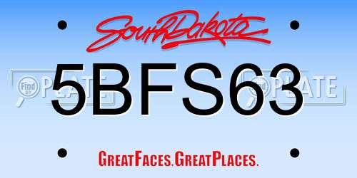 5BFS63 South Dakota License Plate