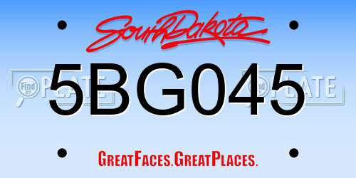 5BG045 South Dakota License Plate