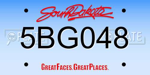 5BG048 South Dakota License Plate