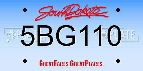 5BG110 South Dakota License Plate