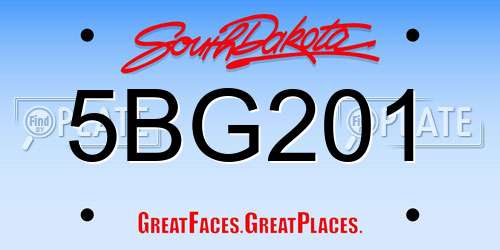 5BG201 South Dakota License Plate