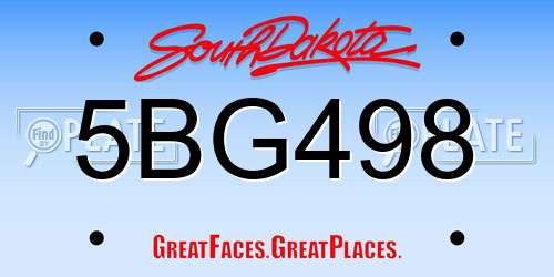 5BG498 South Dakota License Plate
