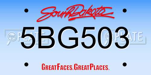 5BG503 South Dakota License Plate