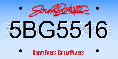 5BG5516 South Dakota License Plate