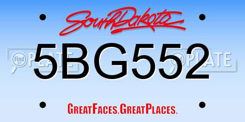 5BG552 South Dakota License Plate