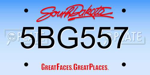 5BG557 South Dakota License Plate