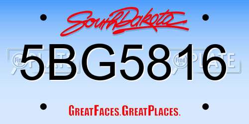5BG5816 South Dakota License Plate