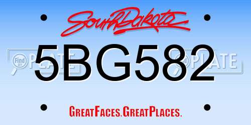 5BG582 South Dakota License Plate