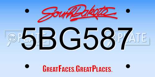 5BG587 South Dakota License Plate