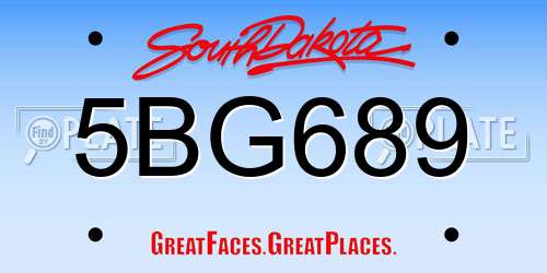 5BG689 South Dakota License Plate