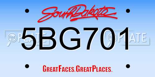 5BG701 South Dakota License Plate