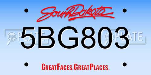 5BG803 South Dakota License Plate