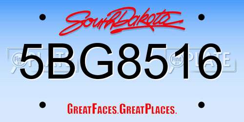 5BG8516 South Dakota License Plate