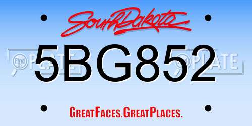5BG852 South Dakota License Plate