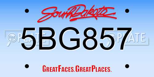 5BG857 South Dakota License Plate