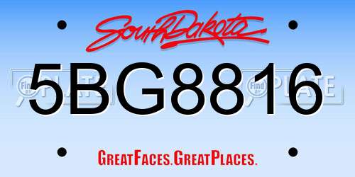 5BG8816 South Dakota License Plate