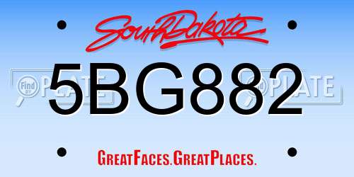 5BG882 South Dakota License Plate
