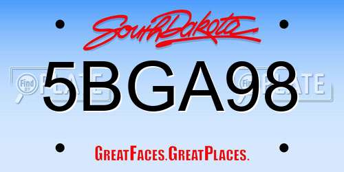 5BGA98 South Dakota License Plate
