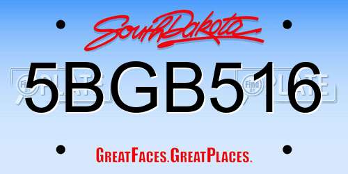 5BGB516 South Dakota License Plate