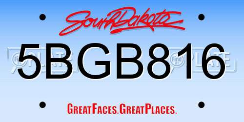 5BGB816 South Dakota License Plate