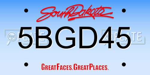 5BGD45 South Dakota License Plate