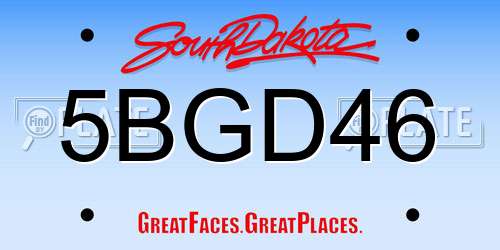 5BGD46 South Dakota License Plate