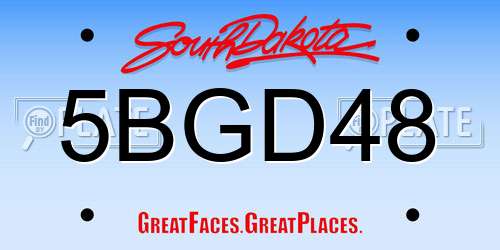5BGD48 South Dakota License Plate
