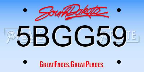 5BGG59 South Dakota License Plate