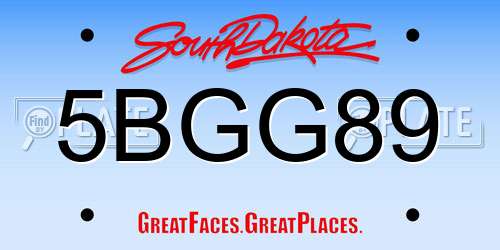 5BGG89 South Dakota License Plate