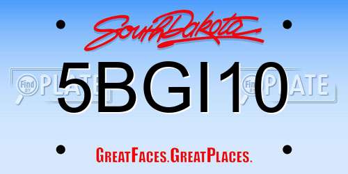 5BGI10 South Dakota License Plate