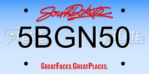 5BGN50 South Dakota License Plate