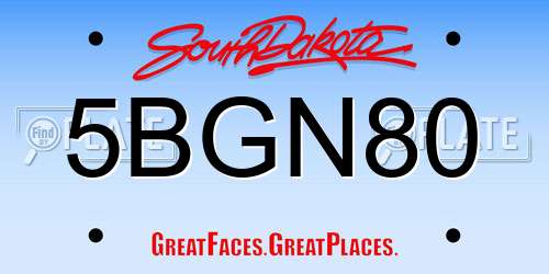 5BGN80 South Dakota License Plate