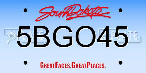5BGO45 South Dakota License Plate
