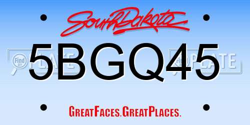 5BGQ45 South Dakota License Plate