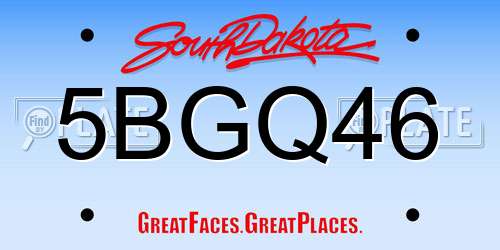 5BGQ46 South Dakota License Plate