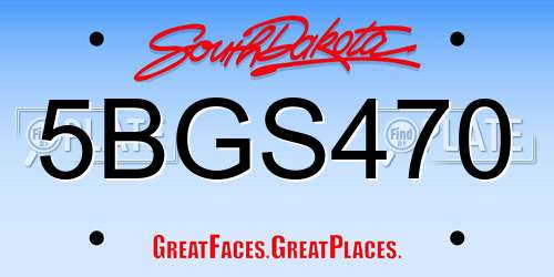 5BGS470 South Dakota License Plate